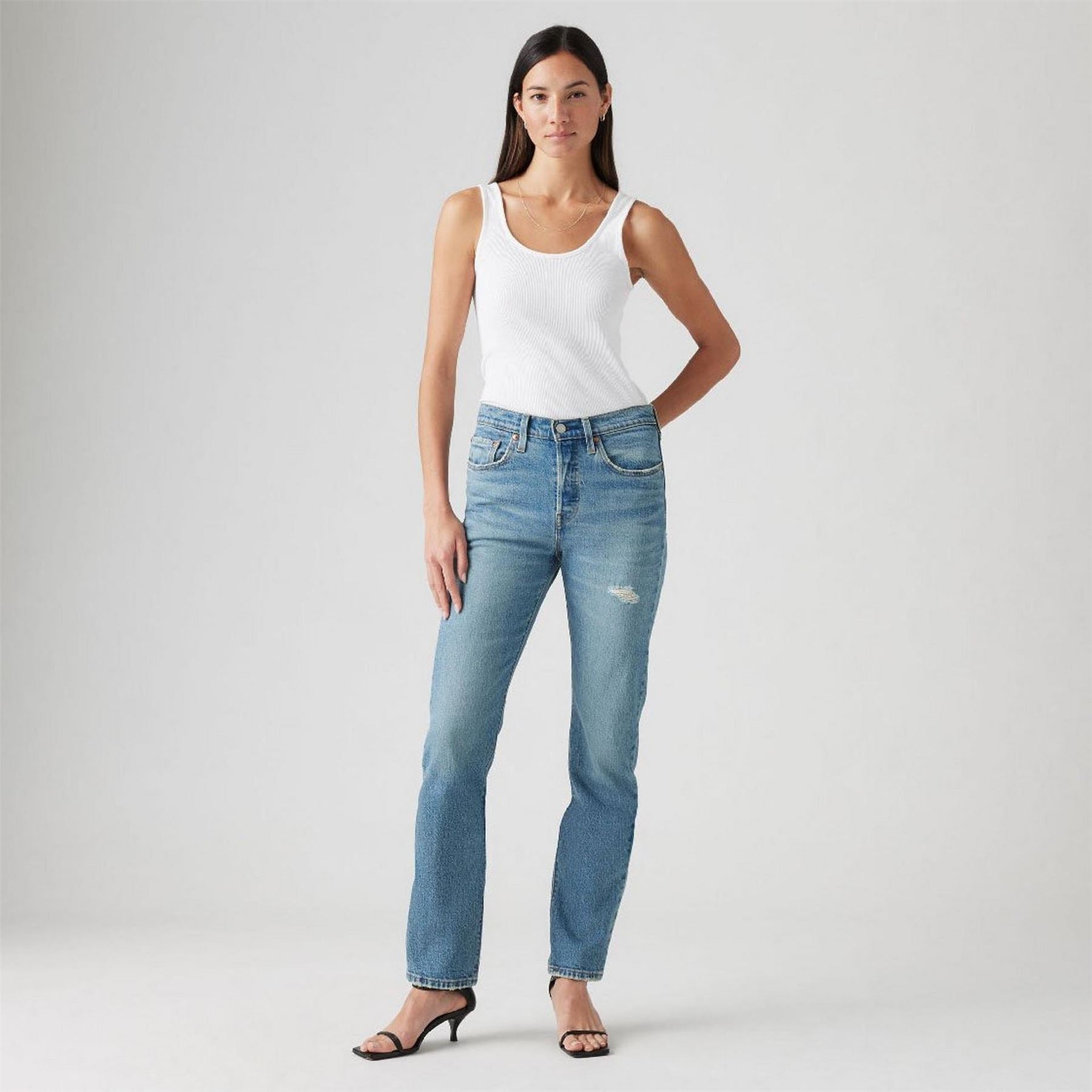 Levis 501 Straight Leg Five Pocket Jeans