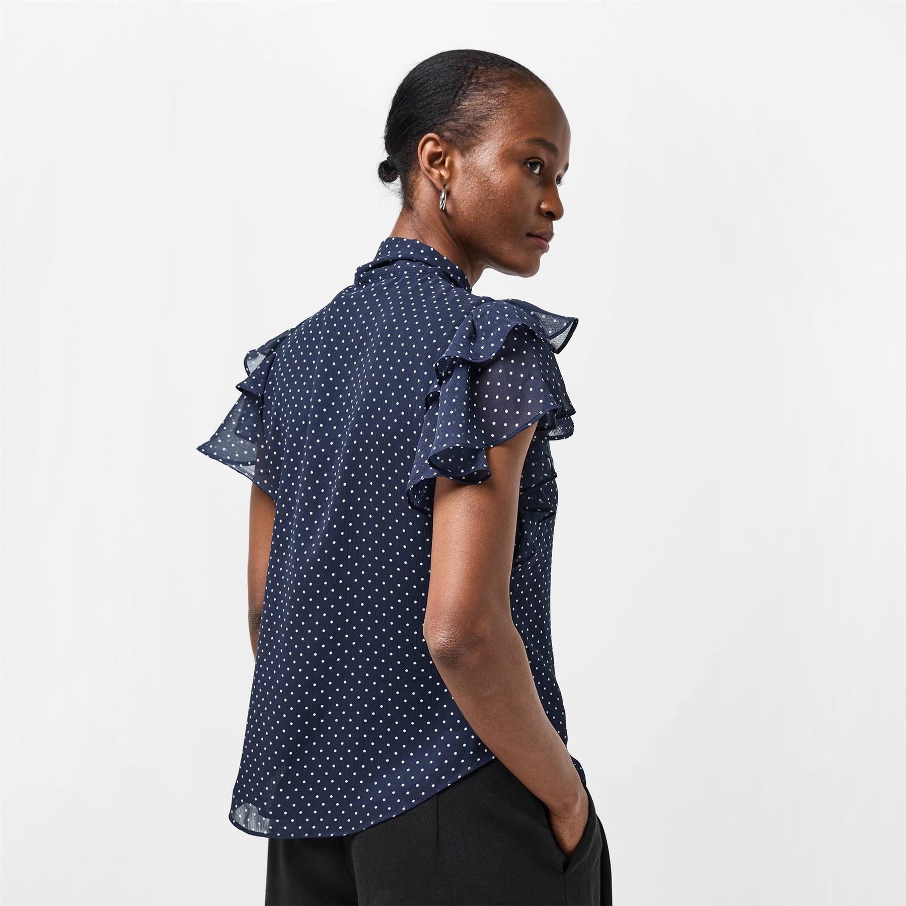 Lauren by Ralph Lauren Tie Neck Ruffle Sleeve Blouse