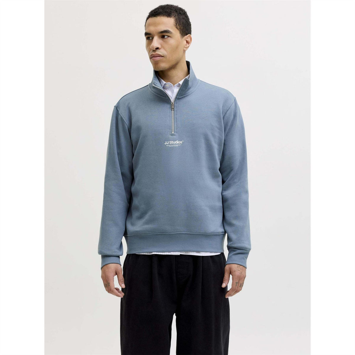 Jack and Jones Jjesoho Sweatshirt Quarter Zip Cotton Fleece Top