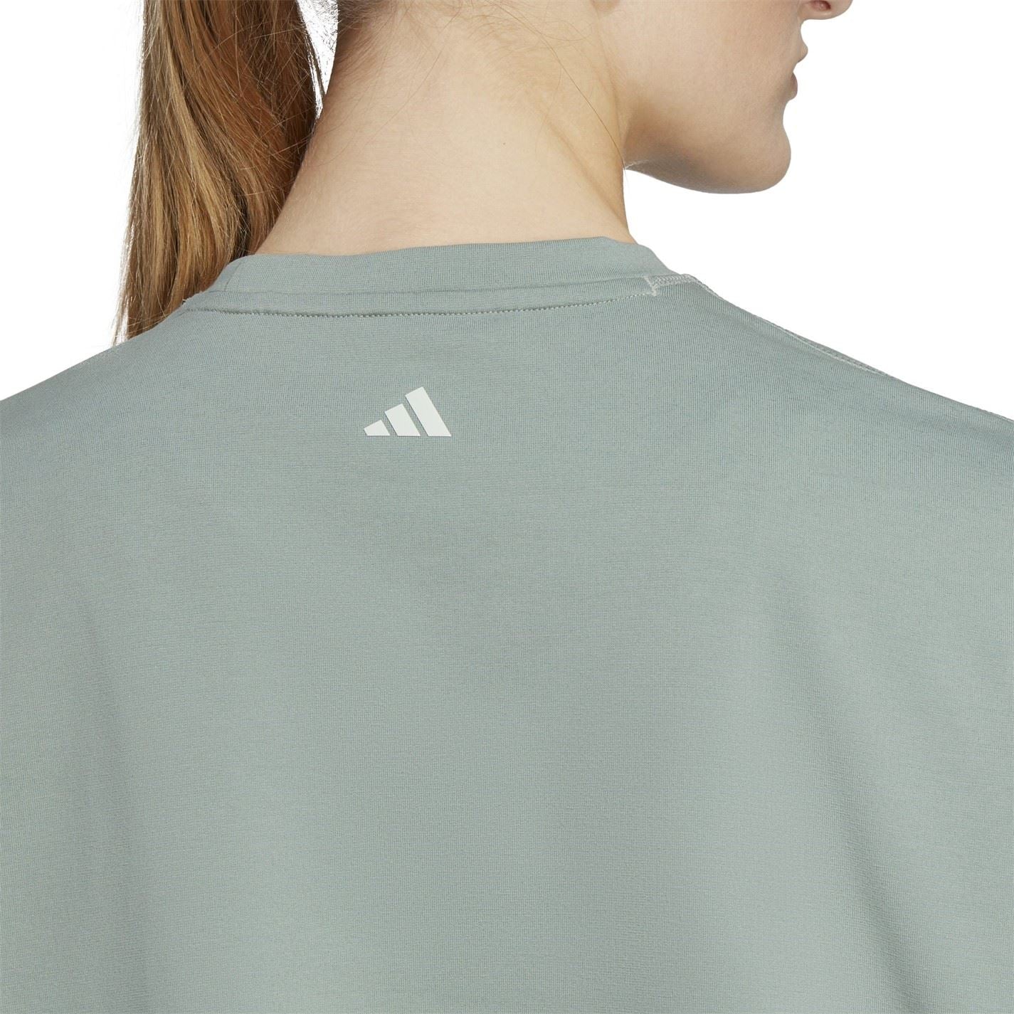 adidas Womens Yoga Studio Crop Sweatshirt Top