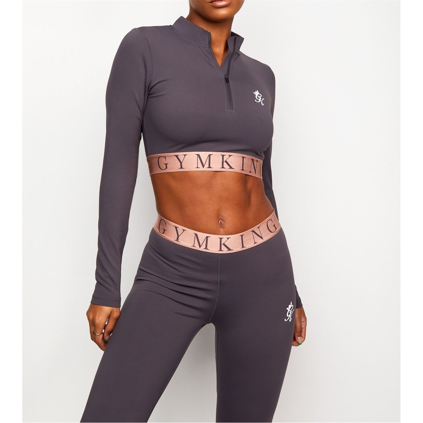 Gym King Impact Quarter Zip Funnel Black Crop Top