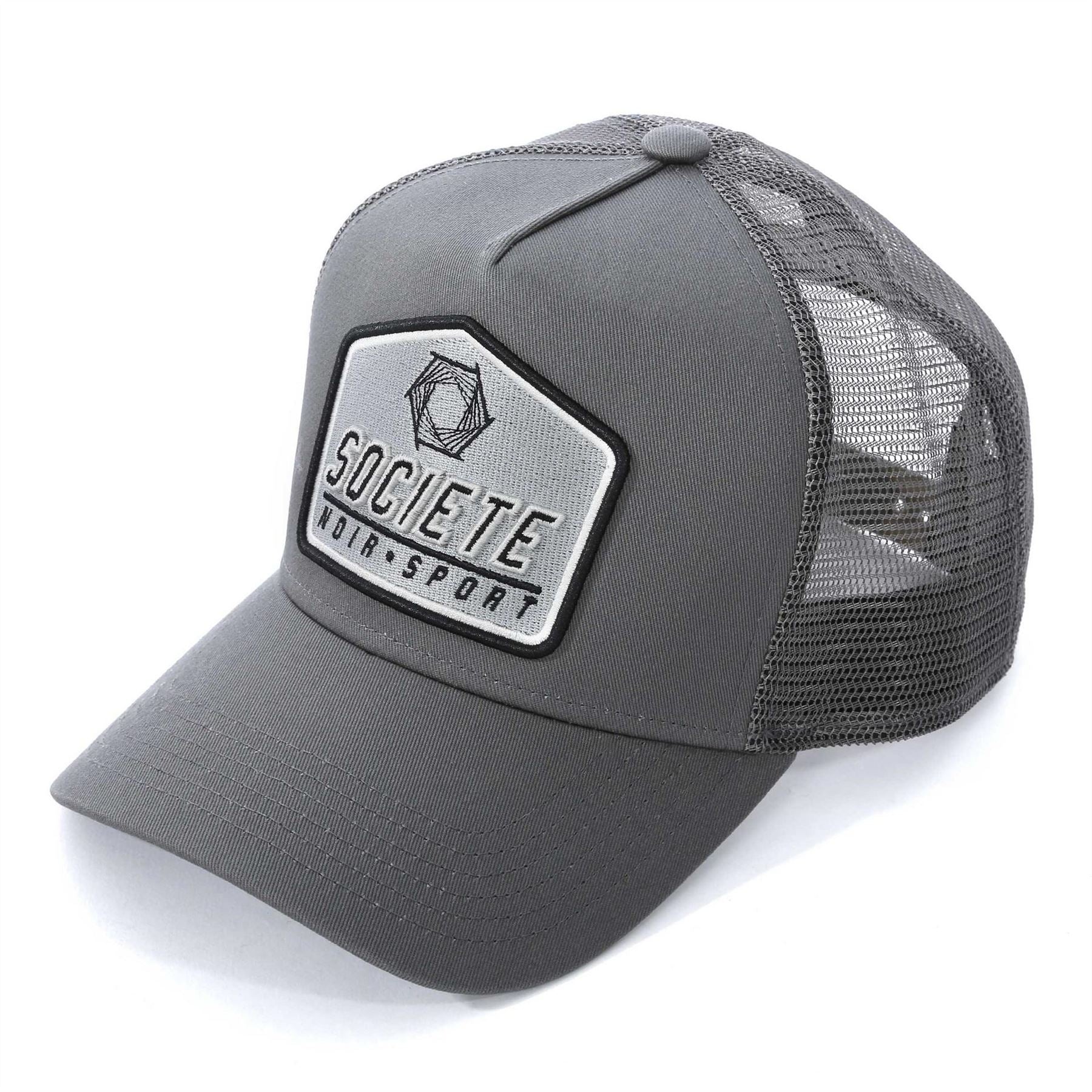 Societe Noir Lettering Trucker Cap with Pre Curved Brim