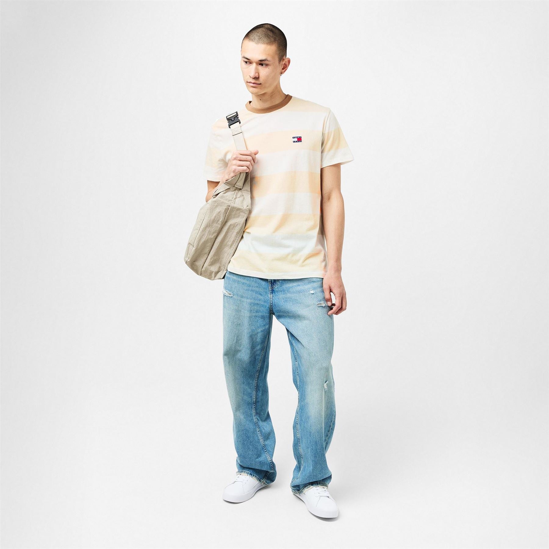 Tommy Jeans Regular Fit Bold Stripe Crew Neck T-Shirt