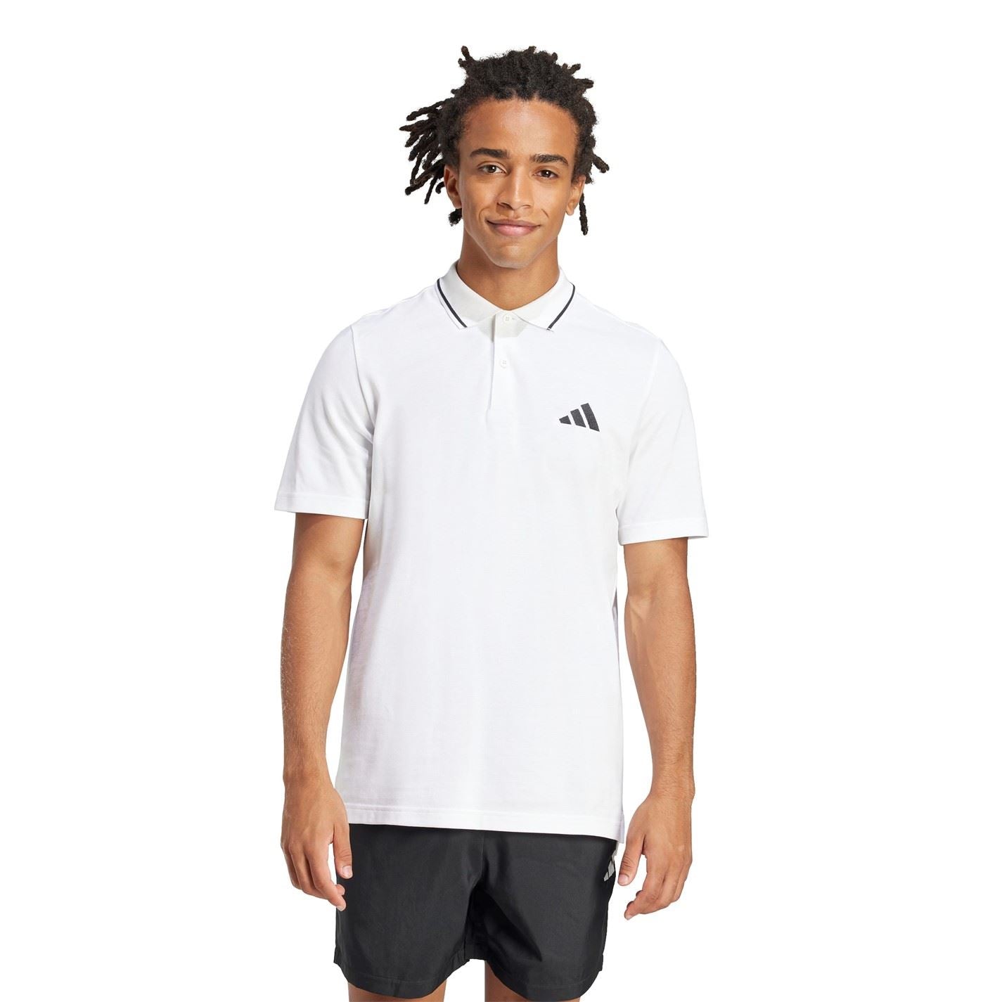 adidas Mens Essentials Cotton 3 Stripes Polo Shirt