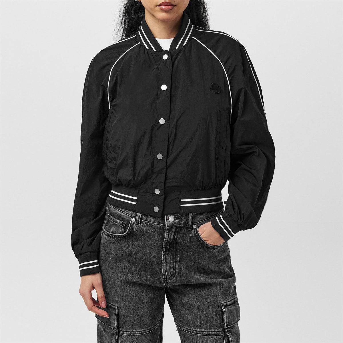 Hugo Adesa  Blue Long Sleeve Button Bomber Jacket