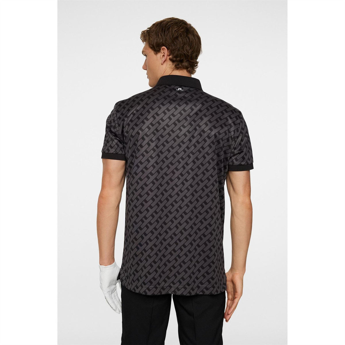 J Lindeberg Golf Tech Print Short Sleeve Performance Polo Shirt