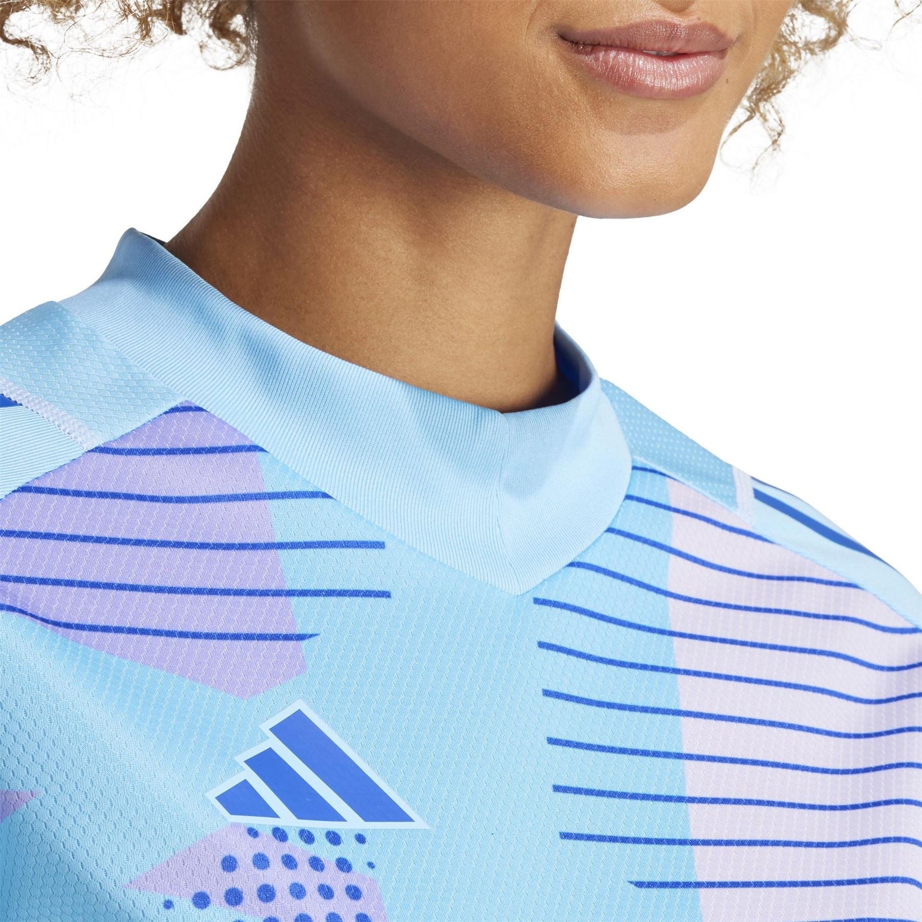 adidas Printed Logo Mock Neck Raglan Sleeve Jersey T-Shirt