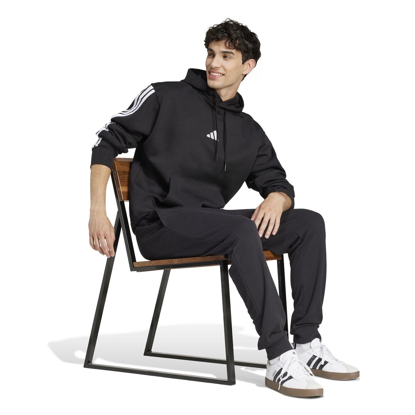 adidas Mens Fleece 3 Stripes Hoodie