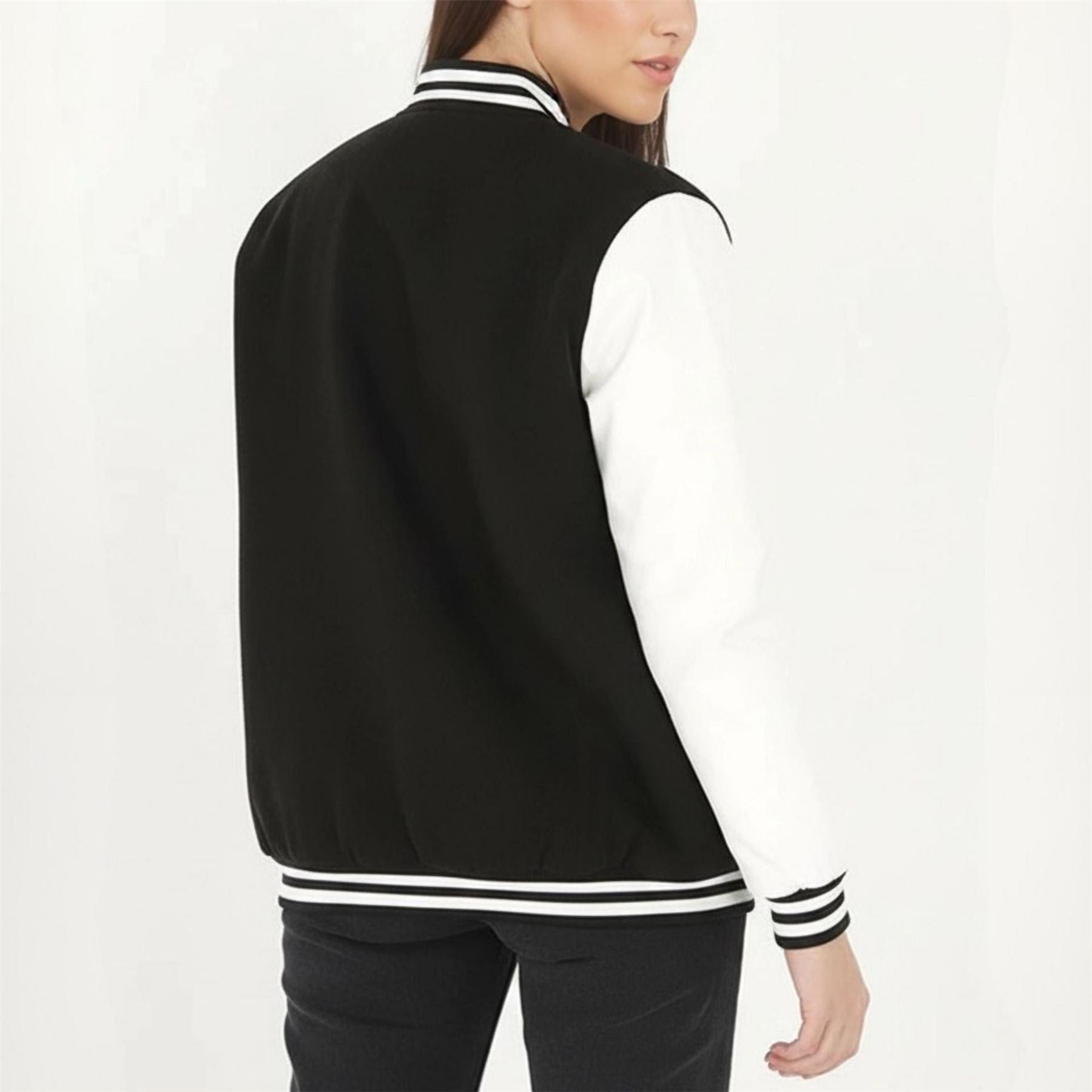 Brave Soul Womens Oversized Varsity Jacket With Arm Badge Details