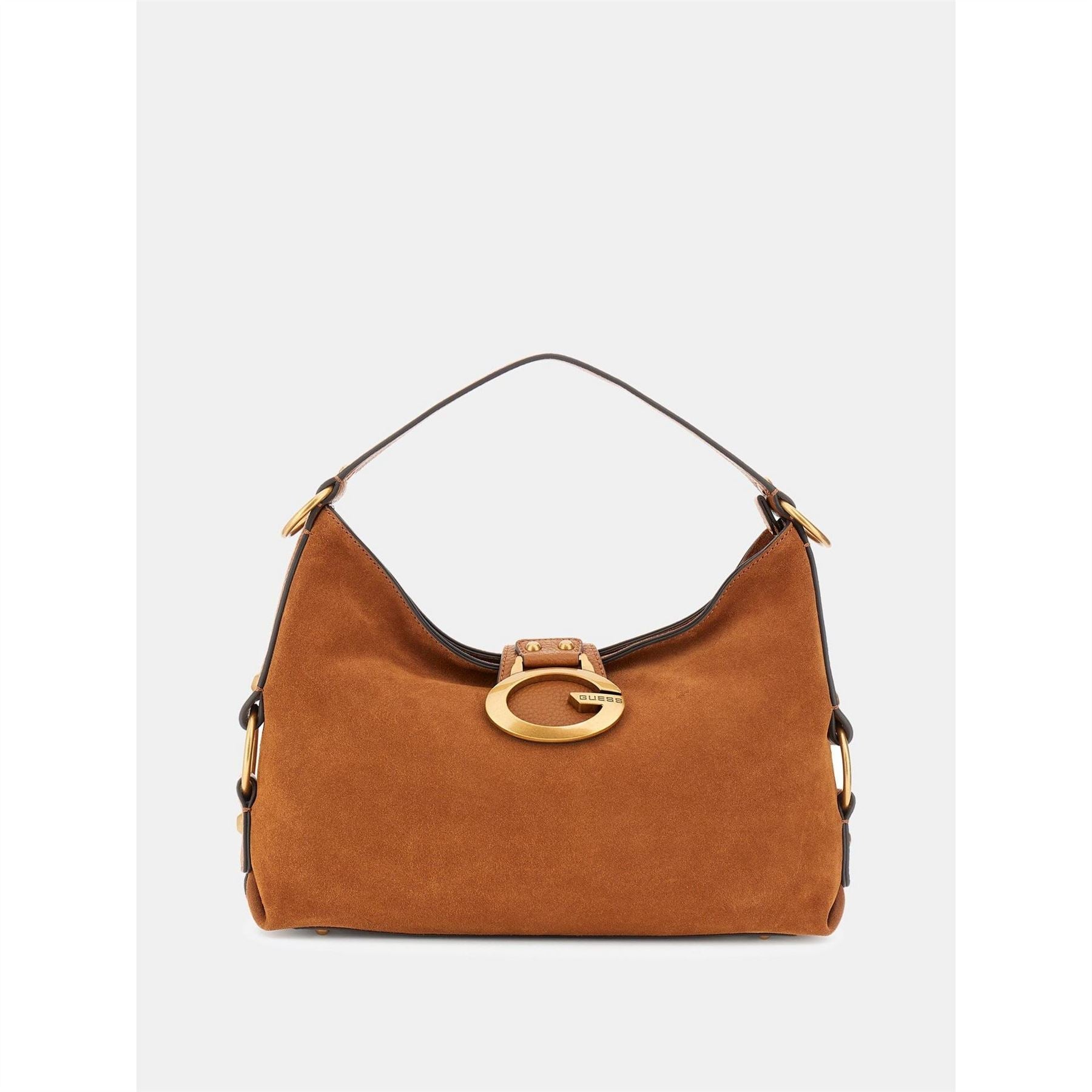 Guess Crescent Shaped Hobo Bag with Gold Tone Hardware
