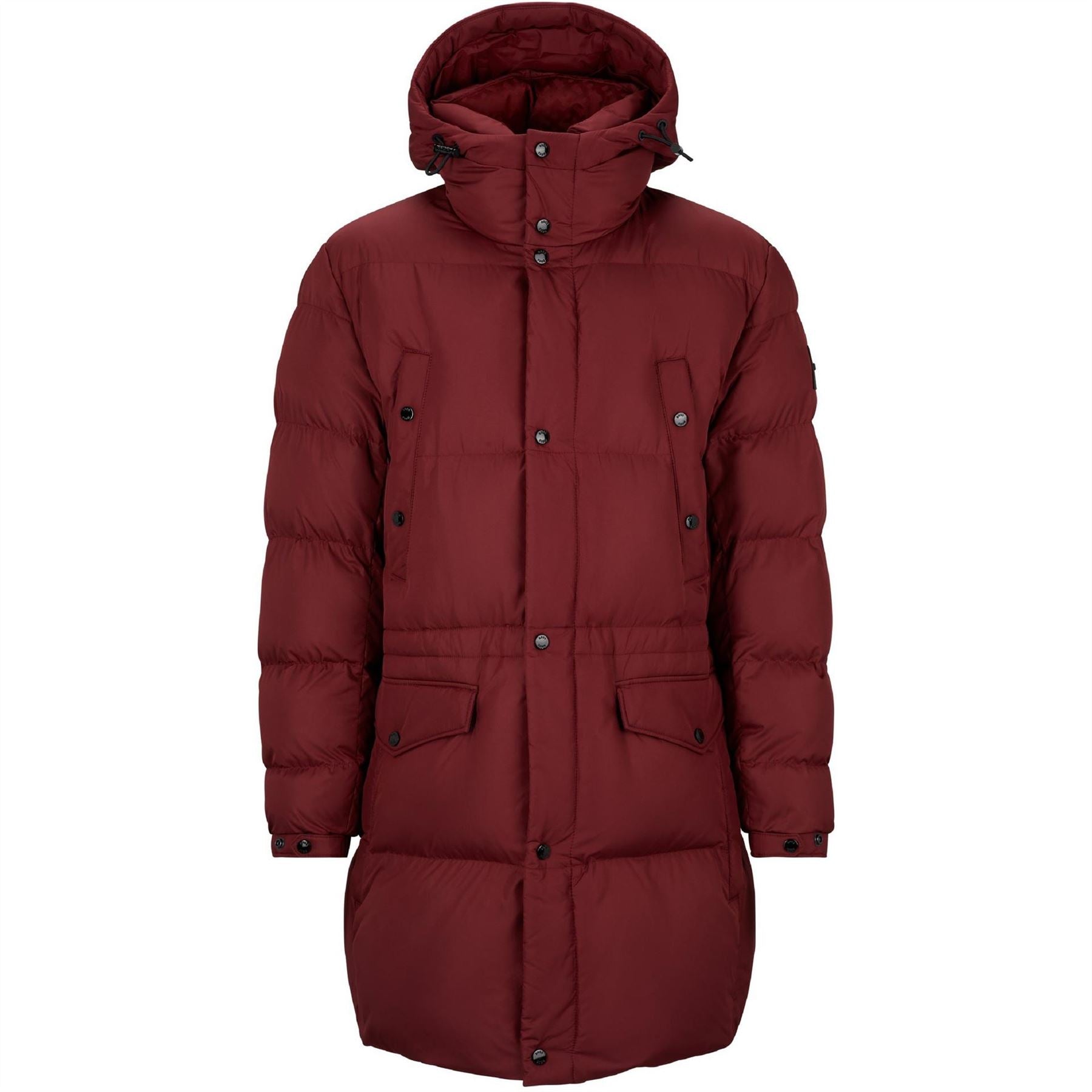Boss Hooded Solid Patterned Puffer Coat
