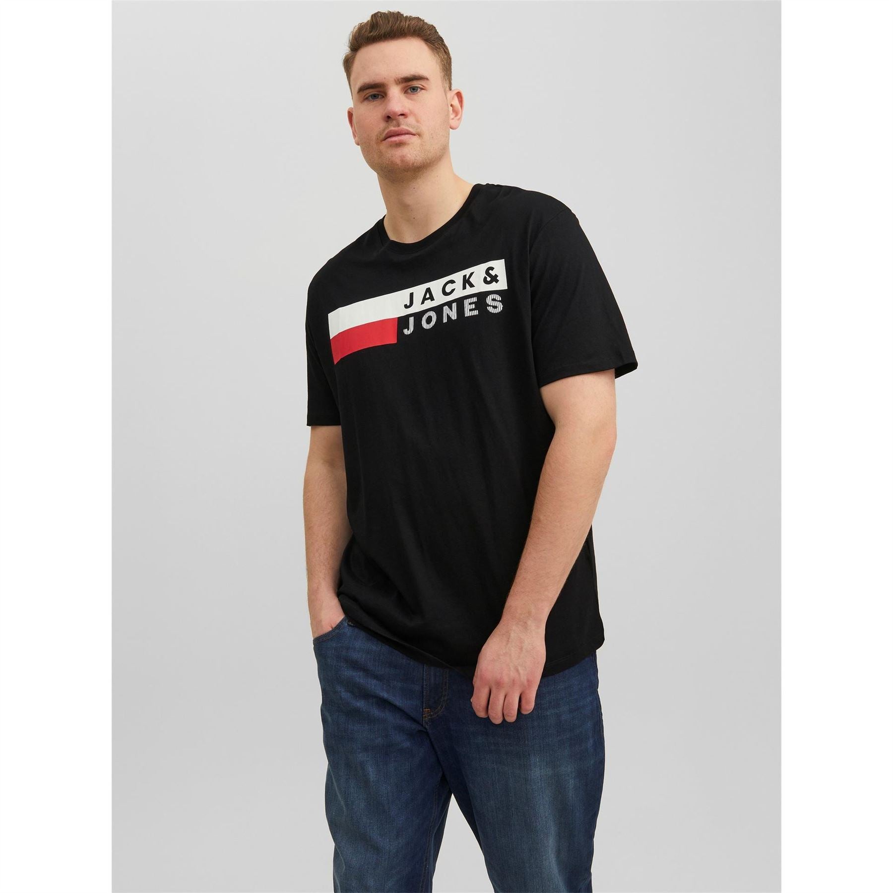 Jack and Jones Mens Short Sleeve Logo T-Shirt Plus Size