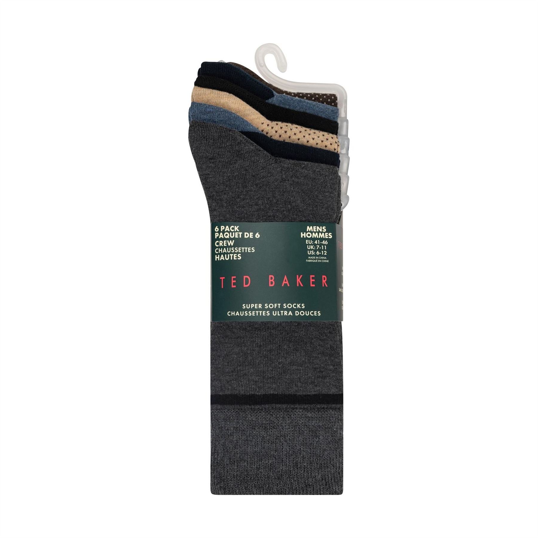 Ted Baker 6 Pack Formal Crew Long Socks