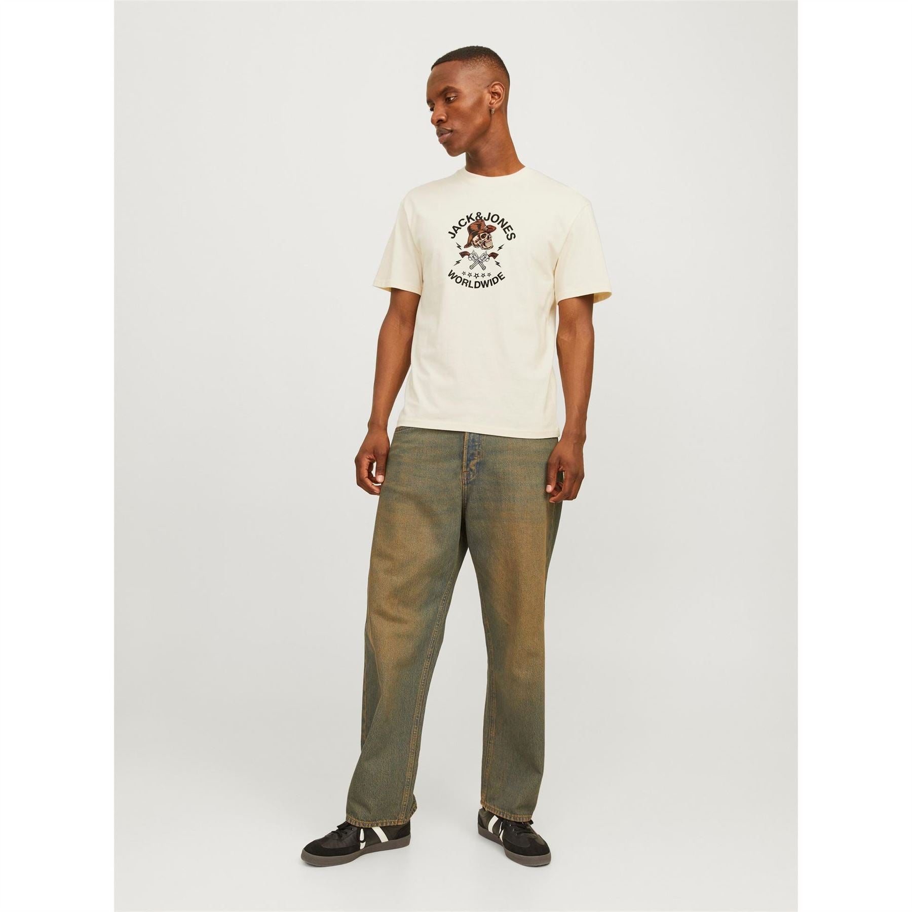 Jack and Jones Skull Regular Fit Crew Neck T-Shirt