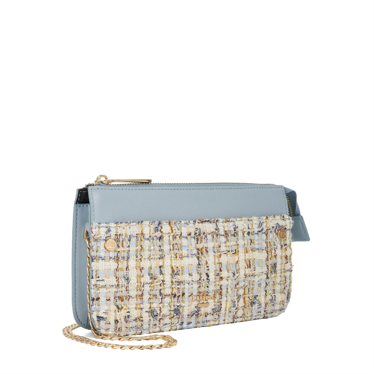 Dune London Basket Weave Zip Around Wallet with Chain