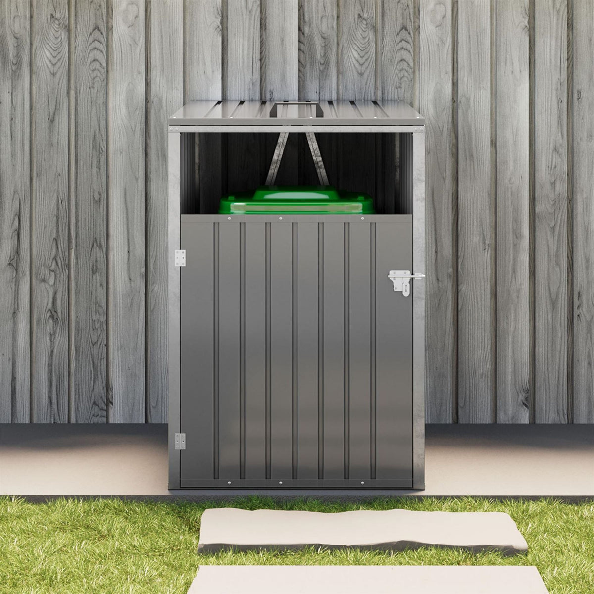 Breeins Galvanised Lockable Sloped Roof Bin Shed