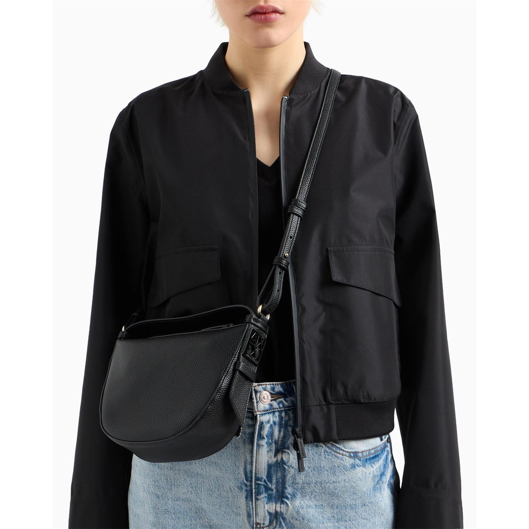 Armani Exchange Exchange Crescent Shape Hobo Bag with Logo
