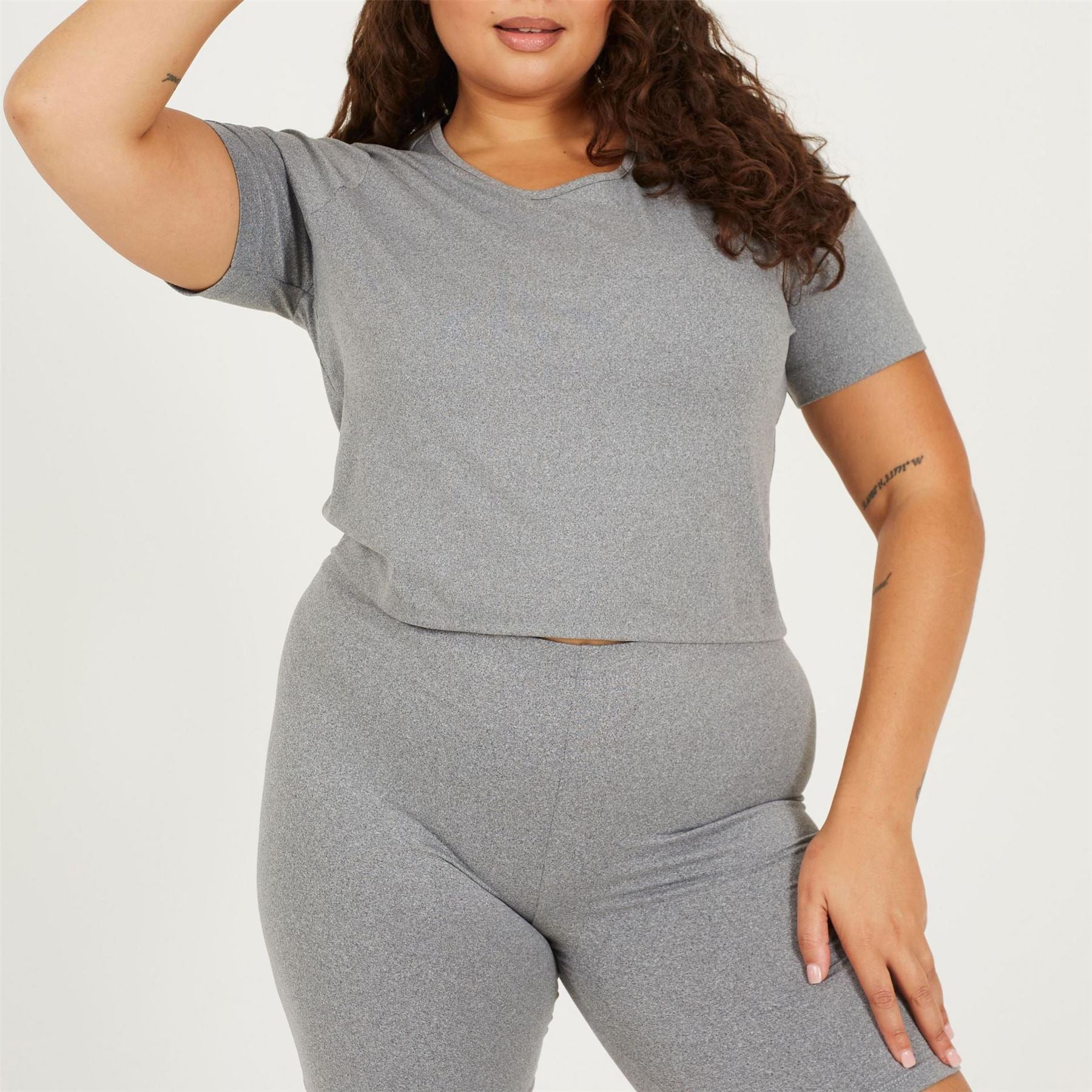 Brave Soul Womens Plus Size Cropped Round Neck T-Shirt