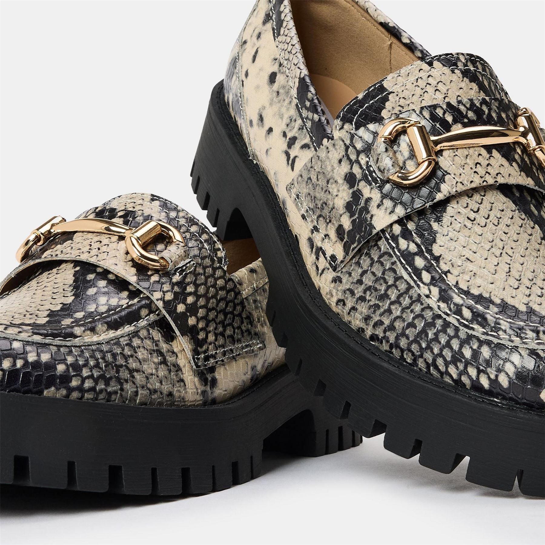 Steve Madden Lando Snake Patterned Lug Sole Loafers
