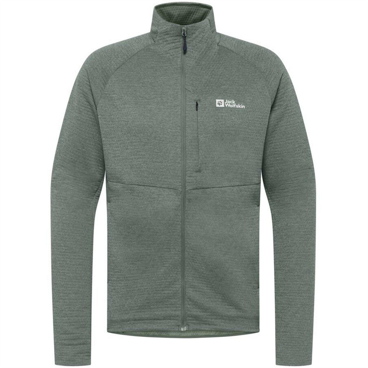 Jack Wolfskin Taiga Heathered Patterned Full Zipper Ribbed Cuff Fleece Jacket