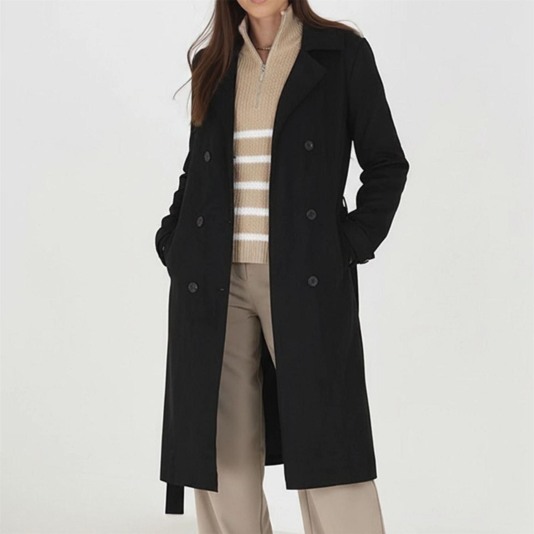 Brave Soul Womens Faux Suede Trench Coat With Belt