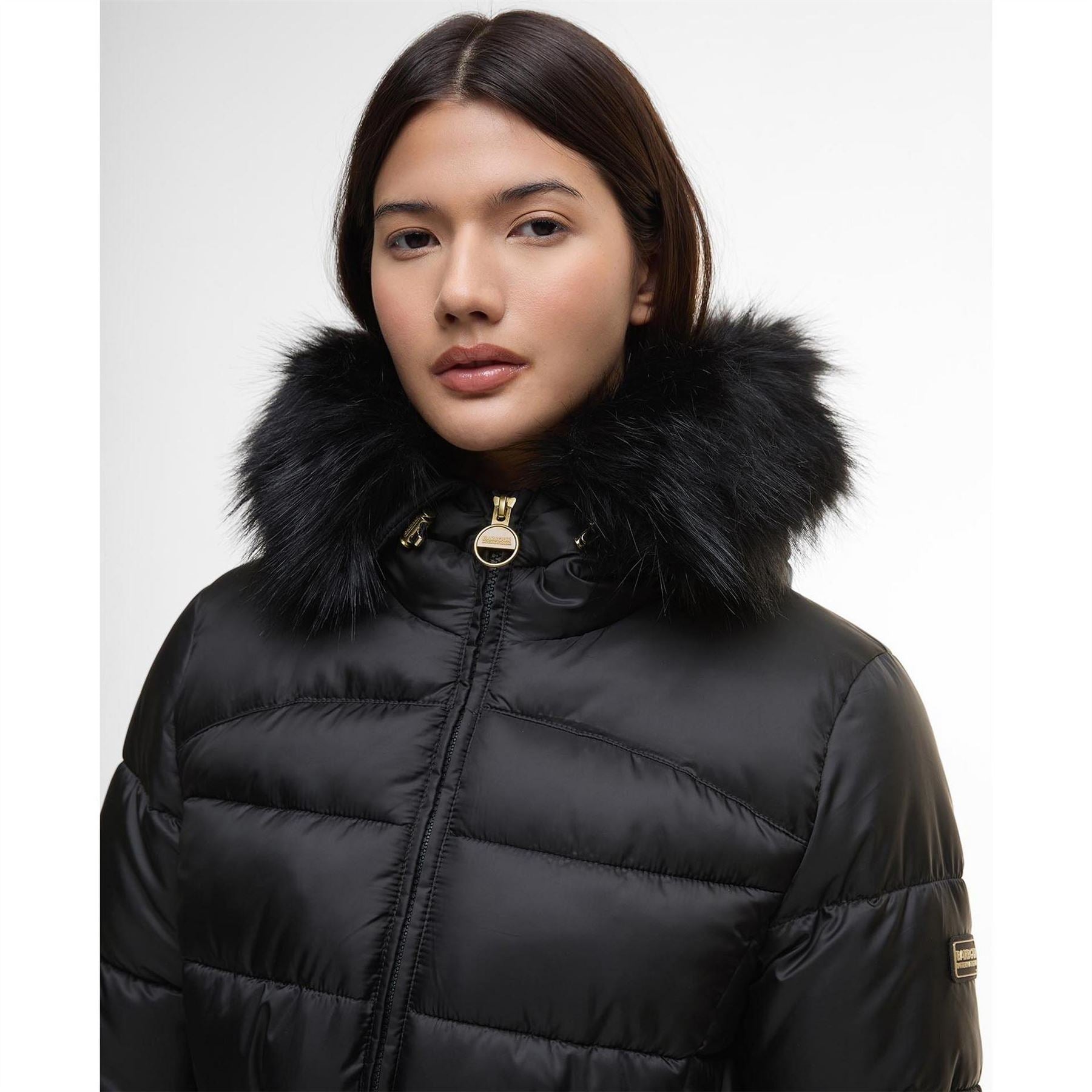 Barbour International Cher Detachable Hood Long Sleeve Medium Puffer Jacket