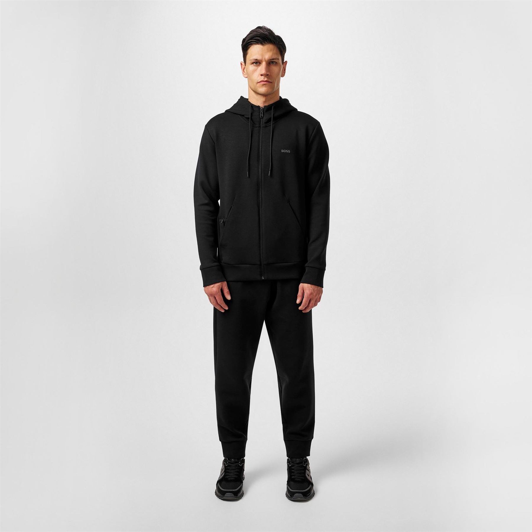 Boss BOSS GREEN Full Zip Hoodie with Adjustable Drawstring Hood   Streamlined Design