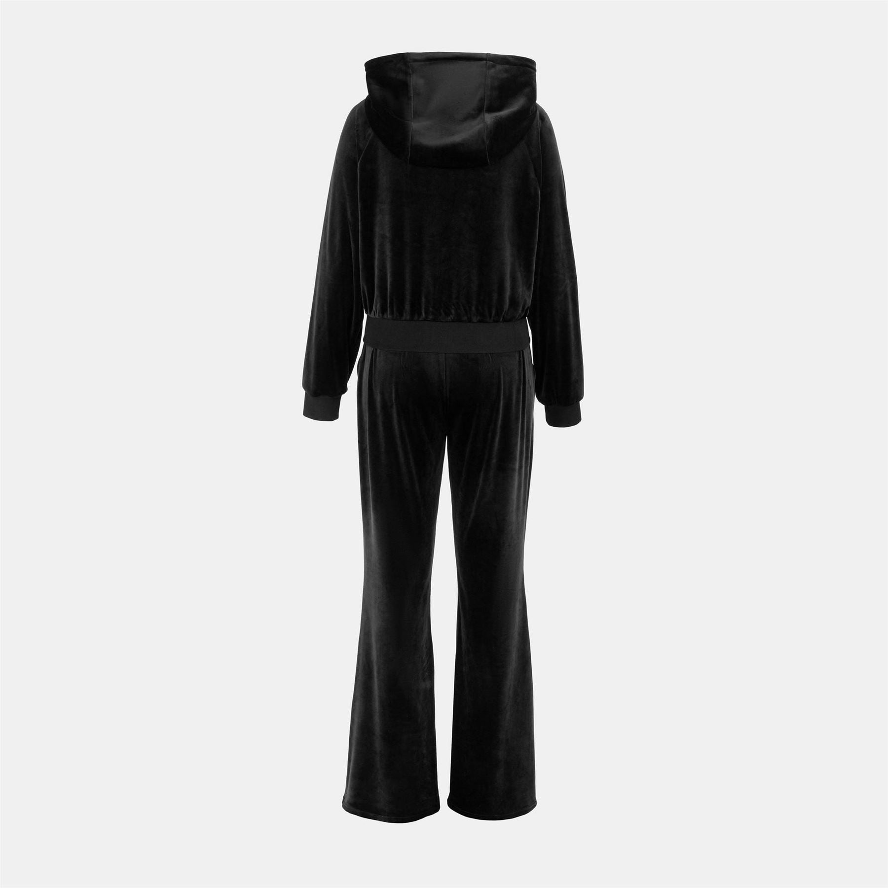 Miso Hooded Zip Neck Long Sleeve Solid Patterned Jumpsuit