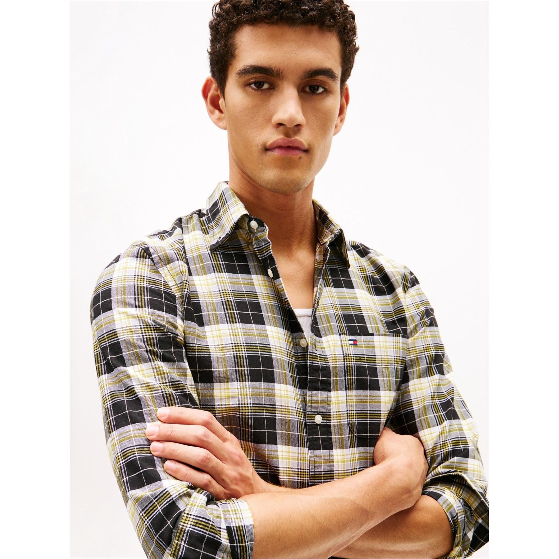 Tommy Hilfiger Oxford Check Button Down Collar Long Sleeve Shirt