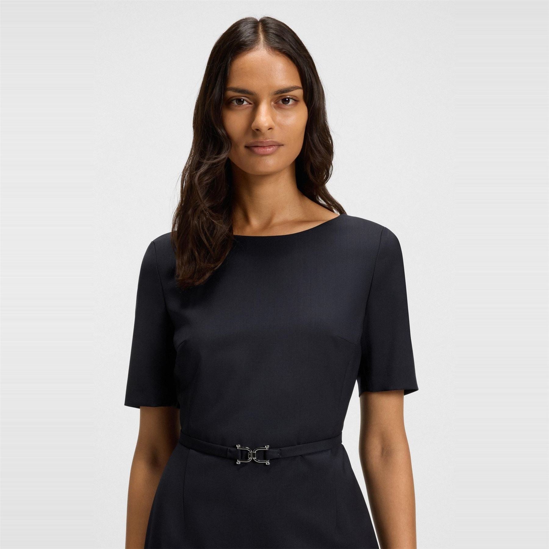 Boss Daleah Boat Neck Short Sleeve Knee Length Dress