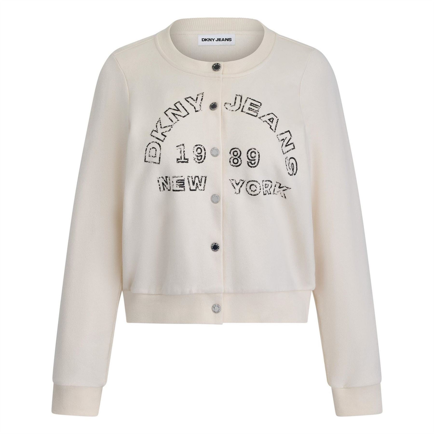 DKNY Full Button Front Fleece Shrunken Jacket