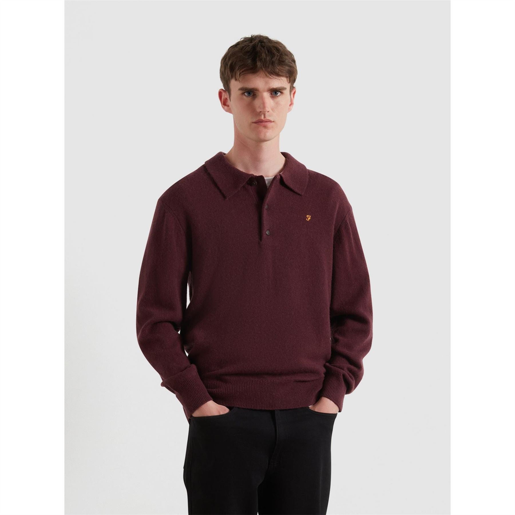 Farah Matson Lambswool Knit Quarter Zip Top