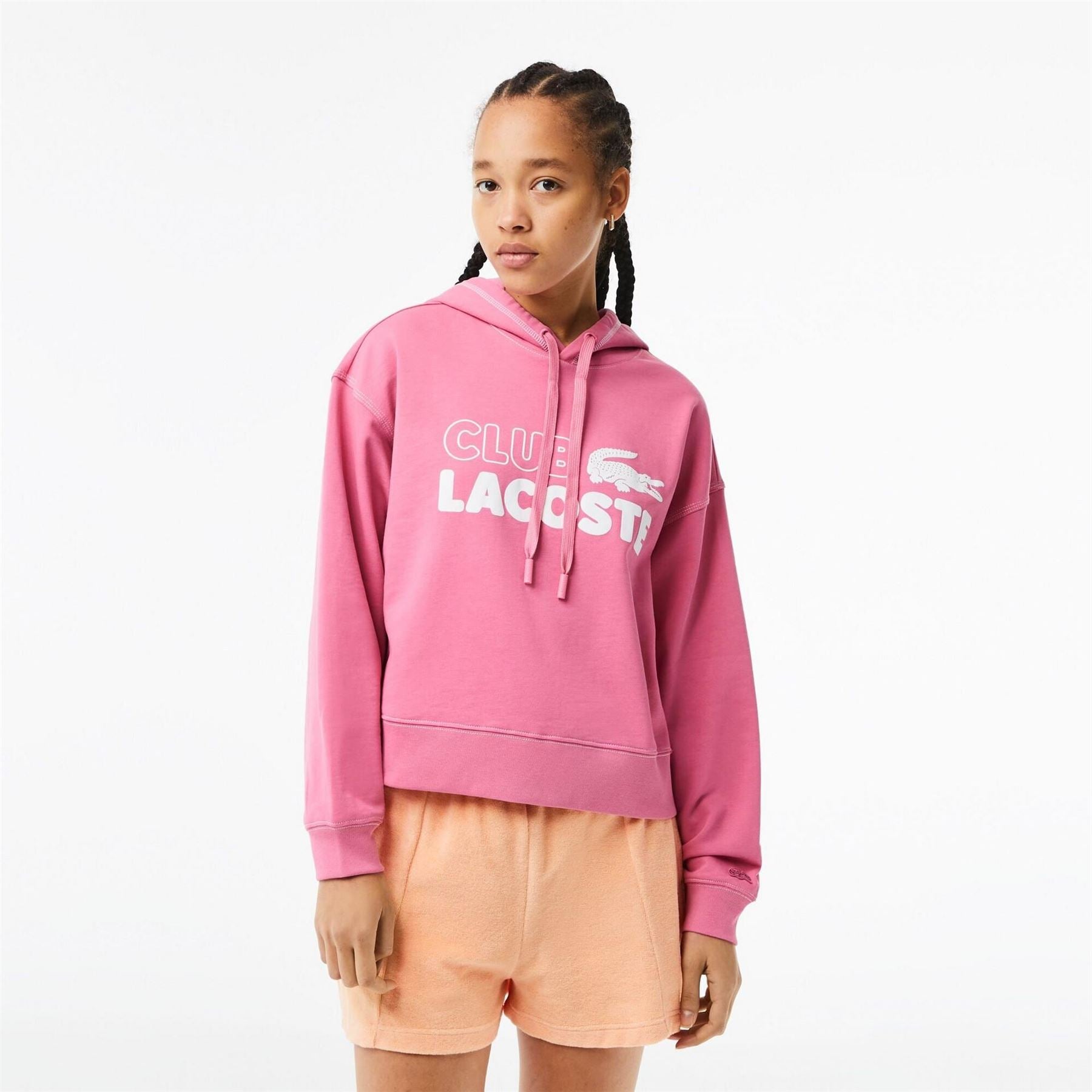 Lacoste Crocodile Print Lettering Relaxed Fit Drop Shoulder Long Sleeve Sweatshirt