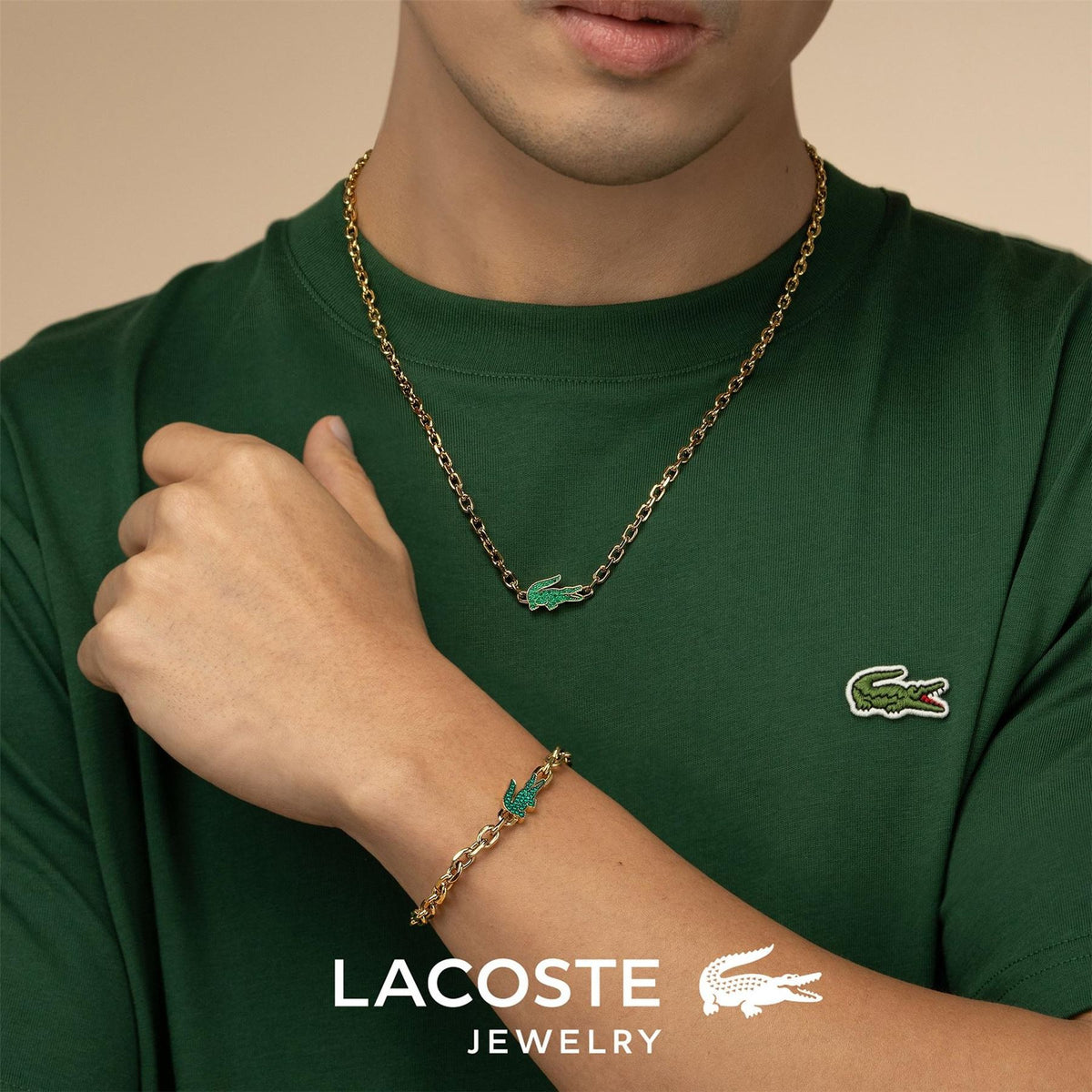 Lacoste Mens Arthor Gold Ip Link Necklace