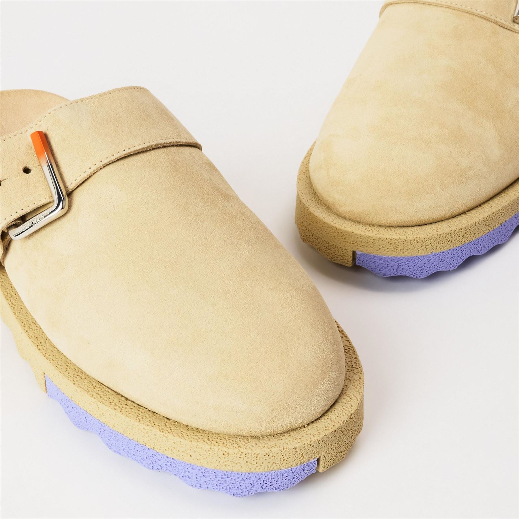 Off White Block Heel Closed Toe Shuv Clogs