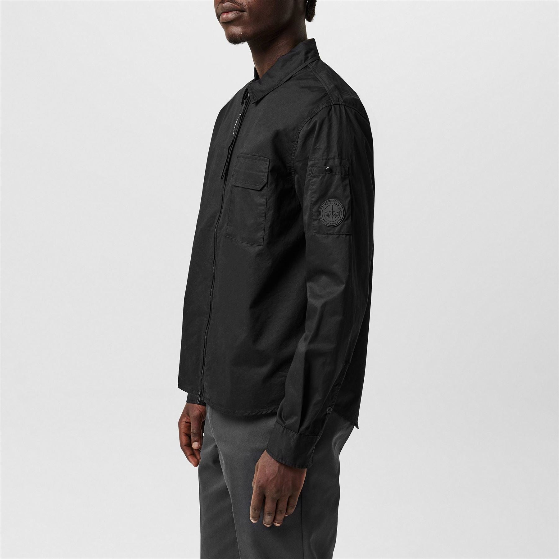 Firetrap  Essential Cotton Long Sleeve Zip Overshirt