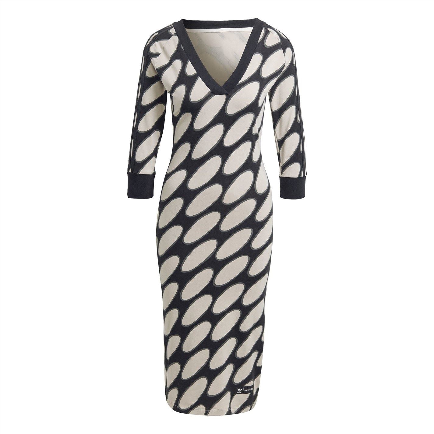 adidas Originals Tall Grey V-Neck Knee Length T-Shirt Dress