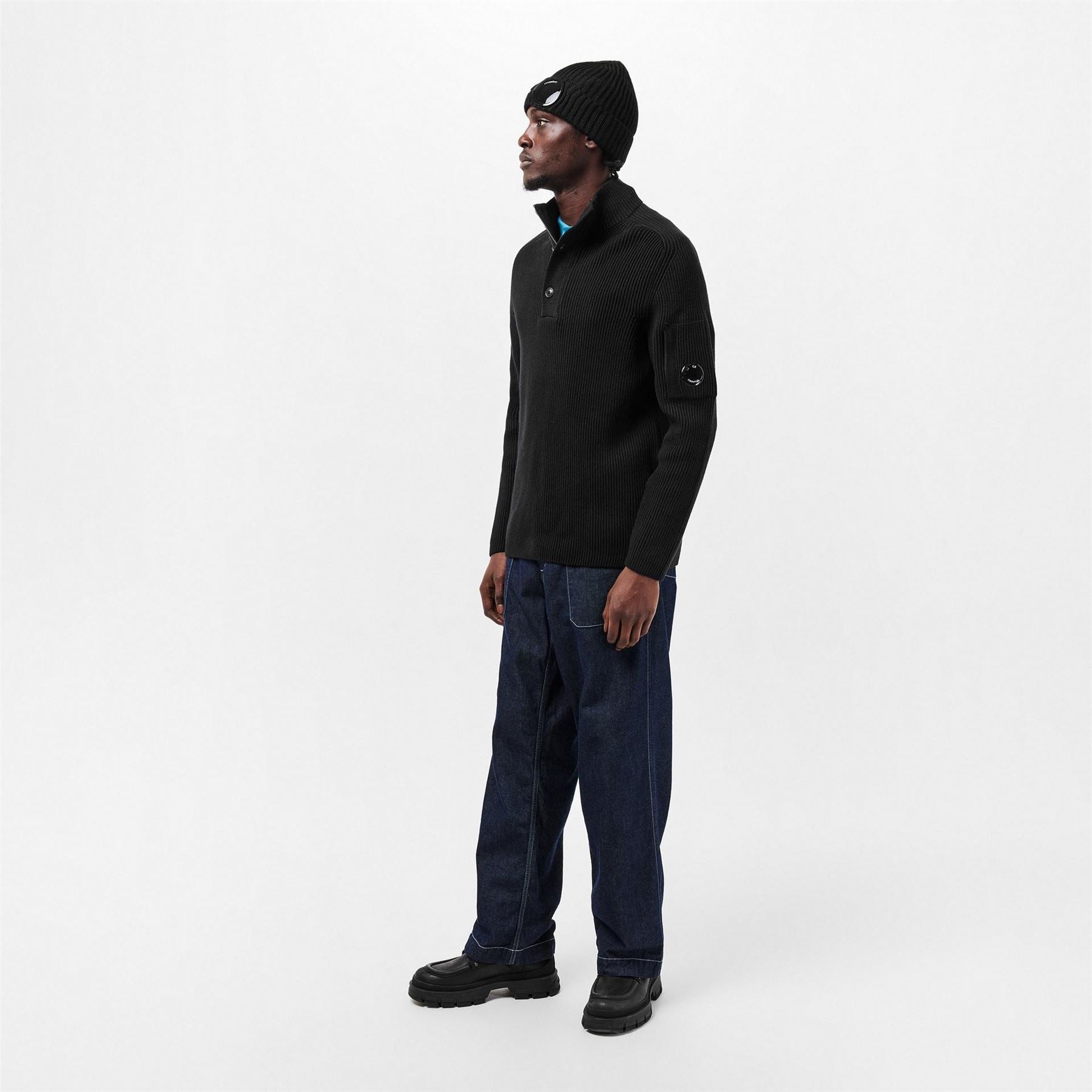CP Company Quarter Button Knitted Turtle Neck Jumper