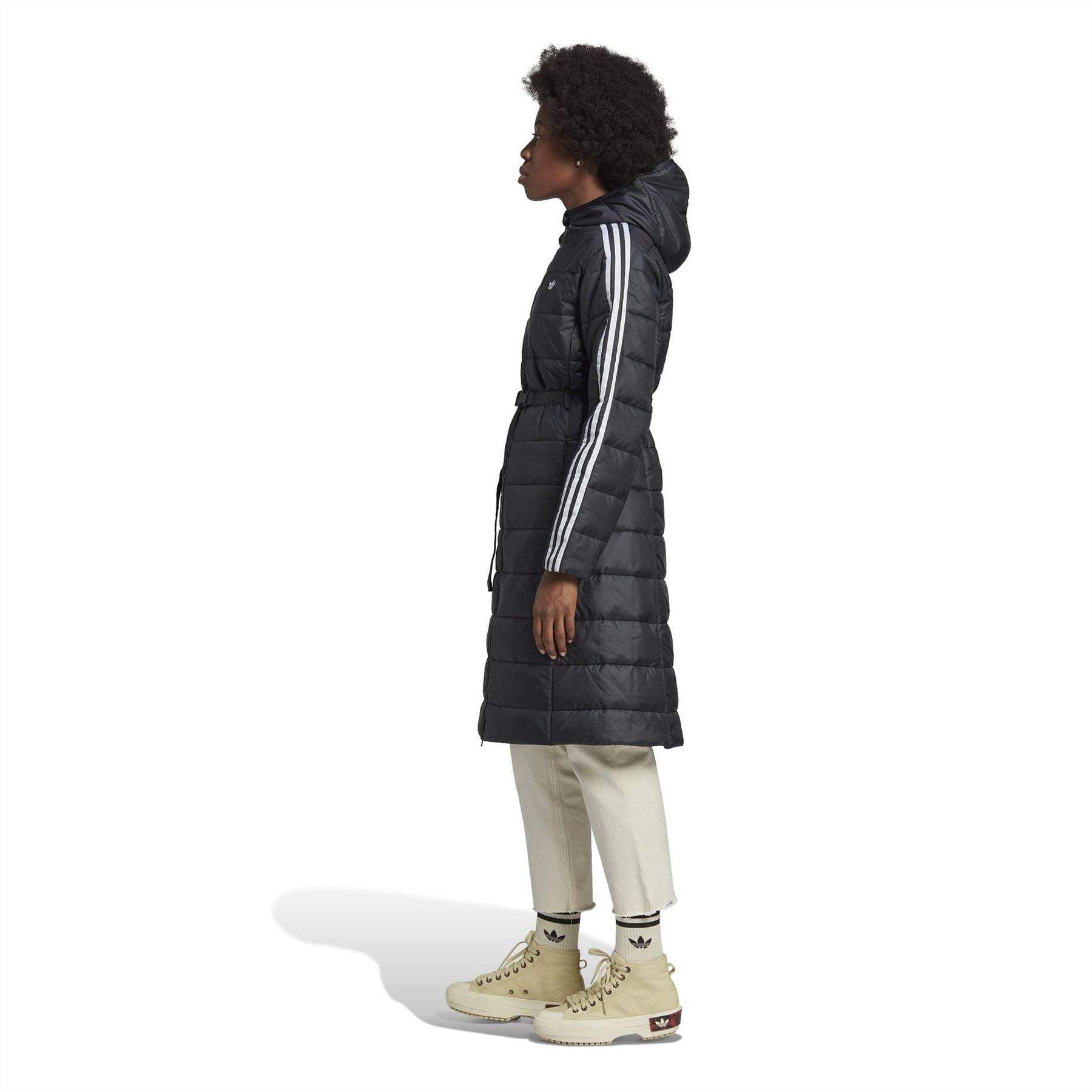 adidas Hooded Long Sleeve Knee Length Slim Fit Puffer Jacket