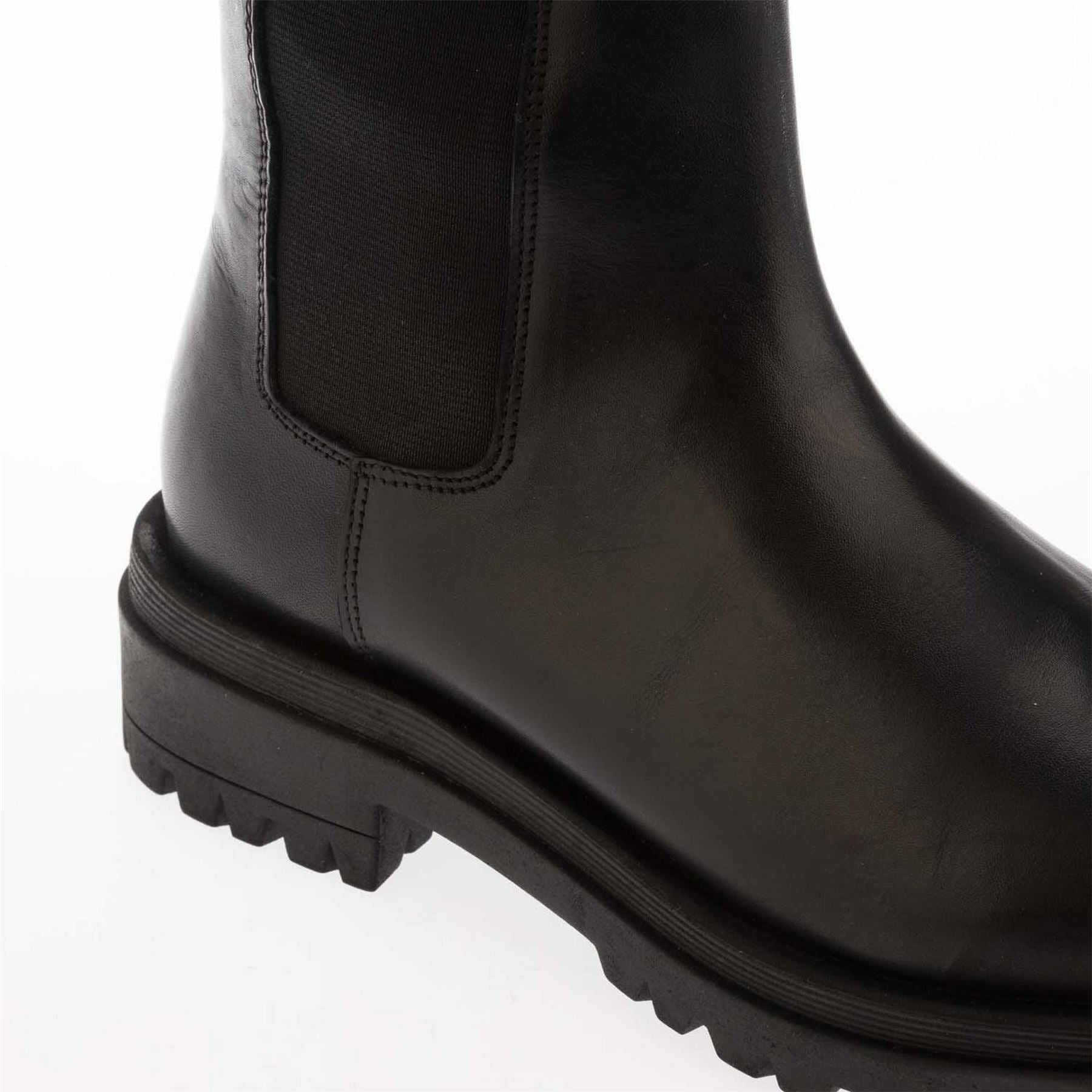 Dune London Elasticated Leather Knee High Boots