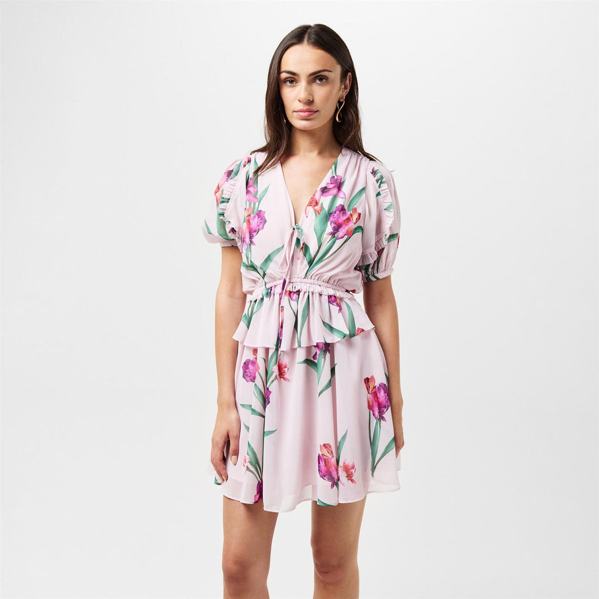 Ted Baker Woven V-Neck Mini A-Line Dress