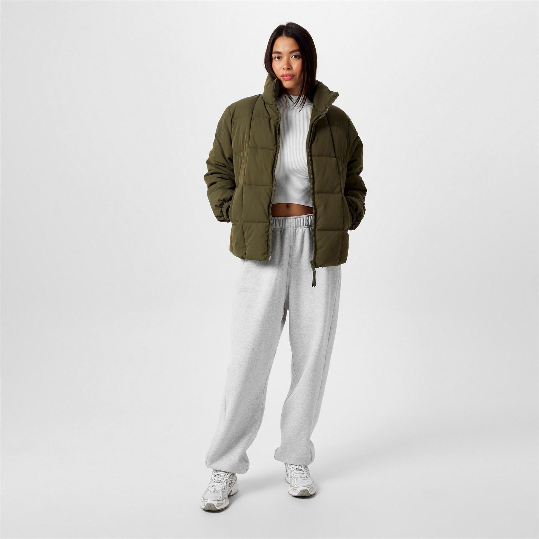 Jack Wills Boxy Fit High Neck Short Puffer Jacket