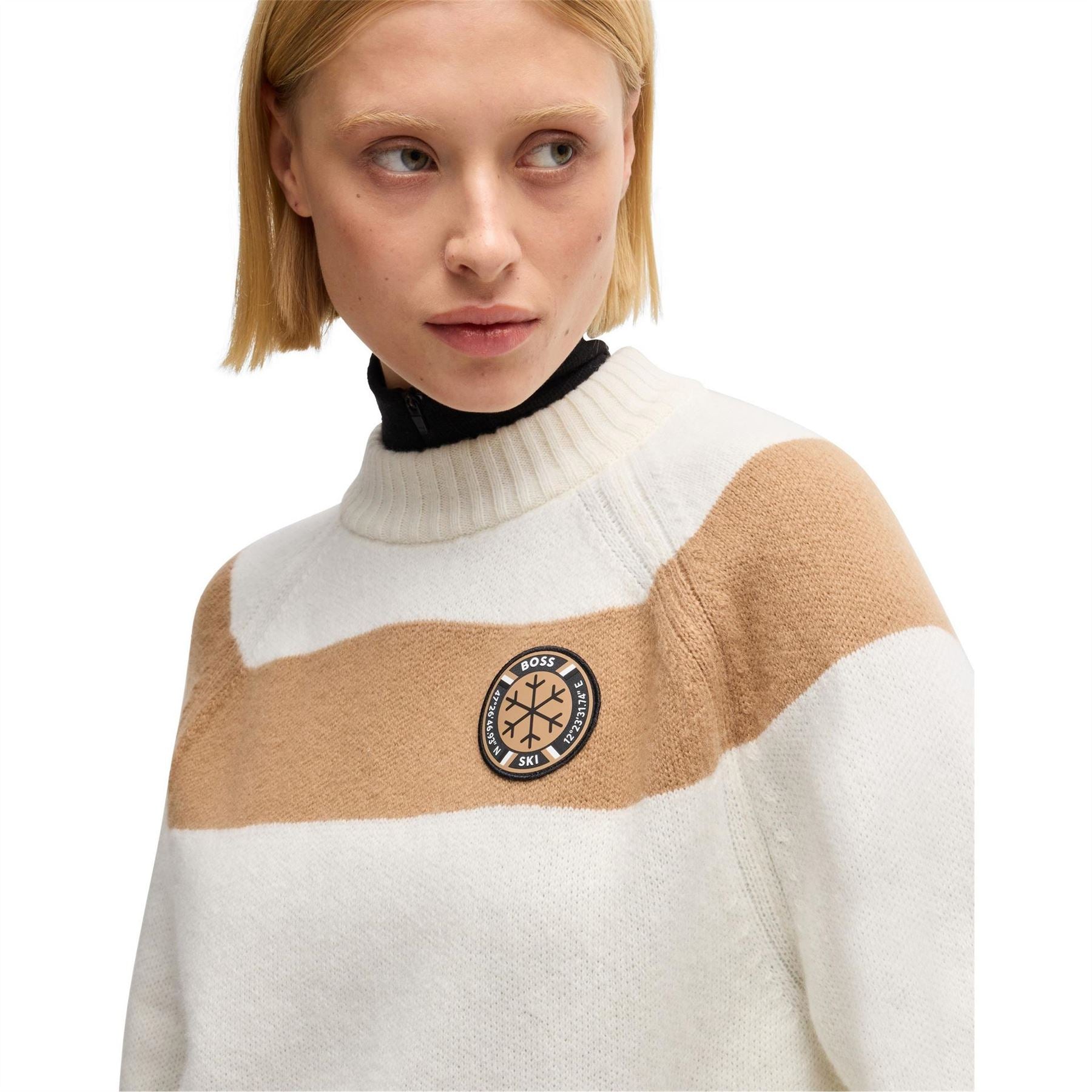 Boss Rib Crew Neck Raglan Long Sleeve Sweater
