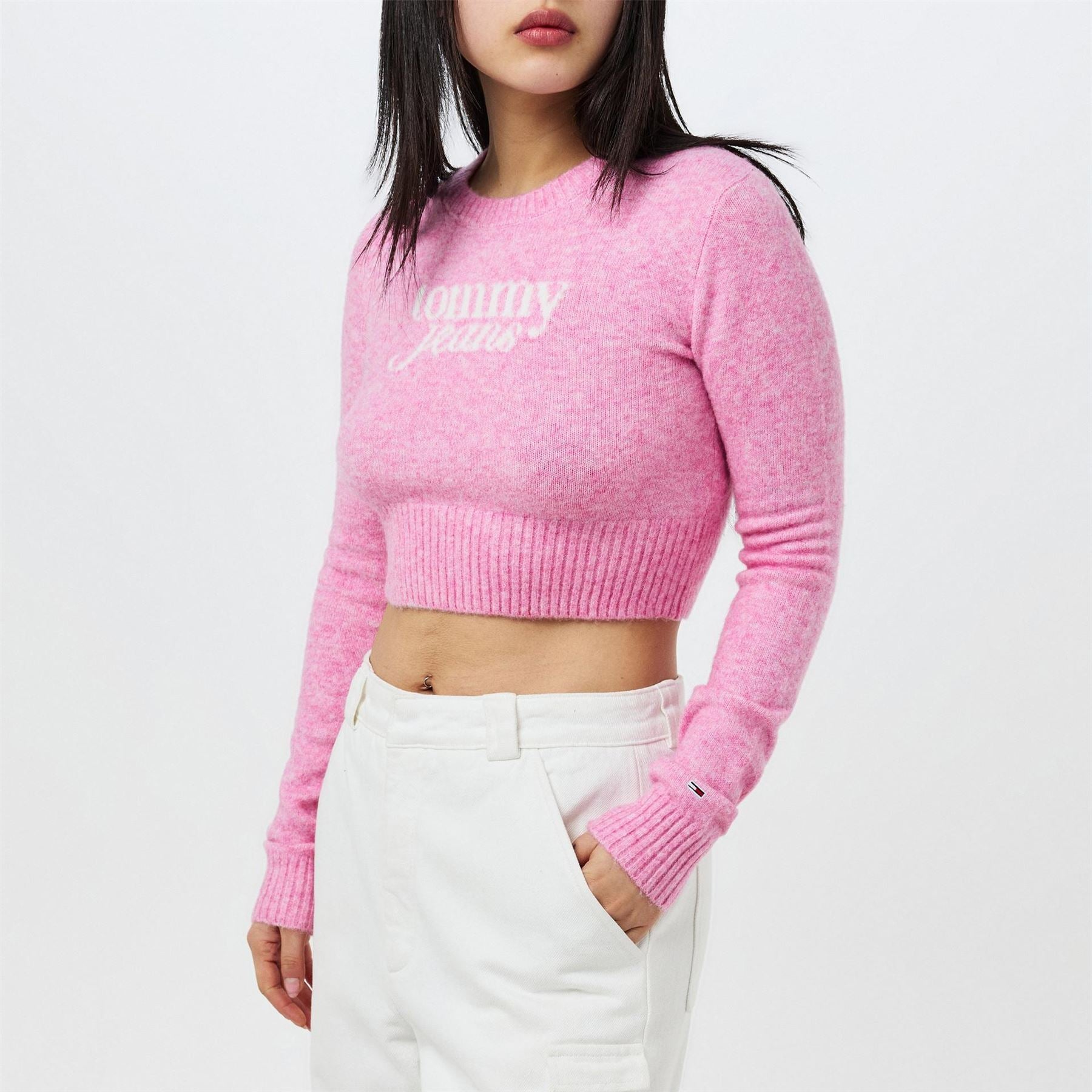 Tommy Jeans Cropped Script Slim Fit Sweater