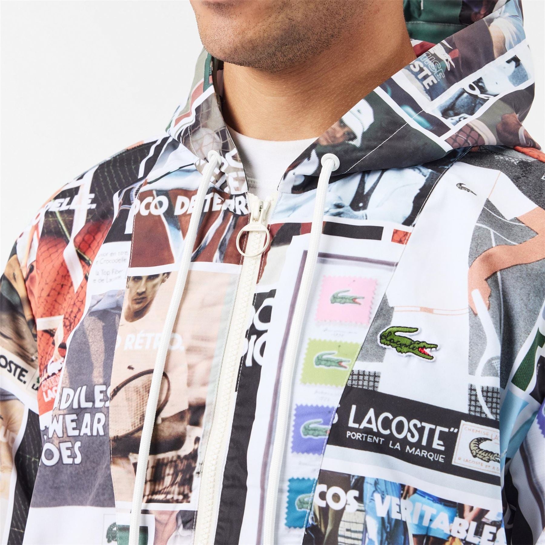 Lacoste Hooded Relaxed Fit Rain Jacket with Logo