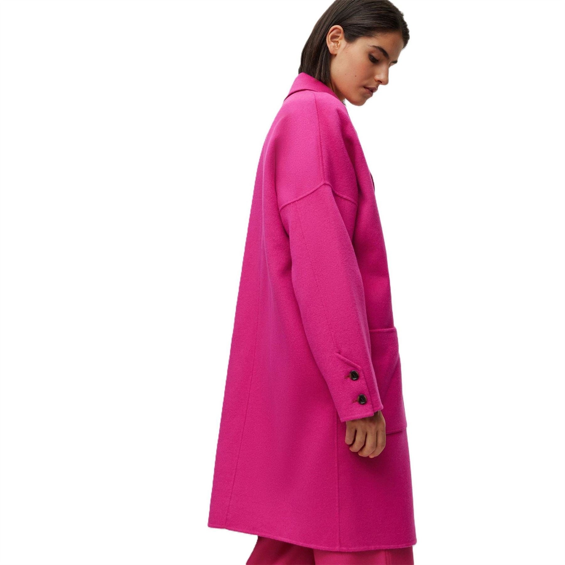 Boss Cattina Solid Patterned Notch Collared Over Coat