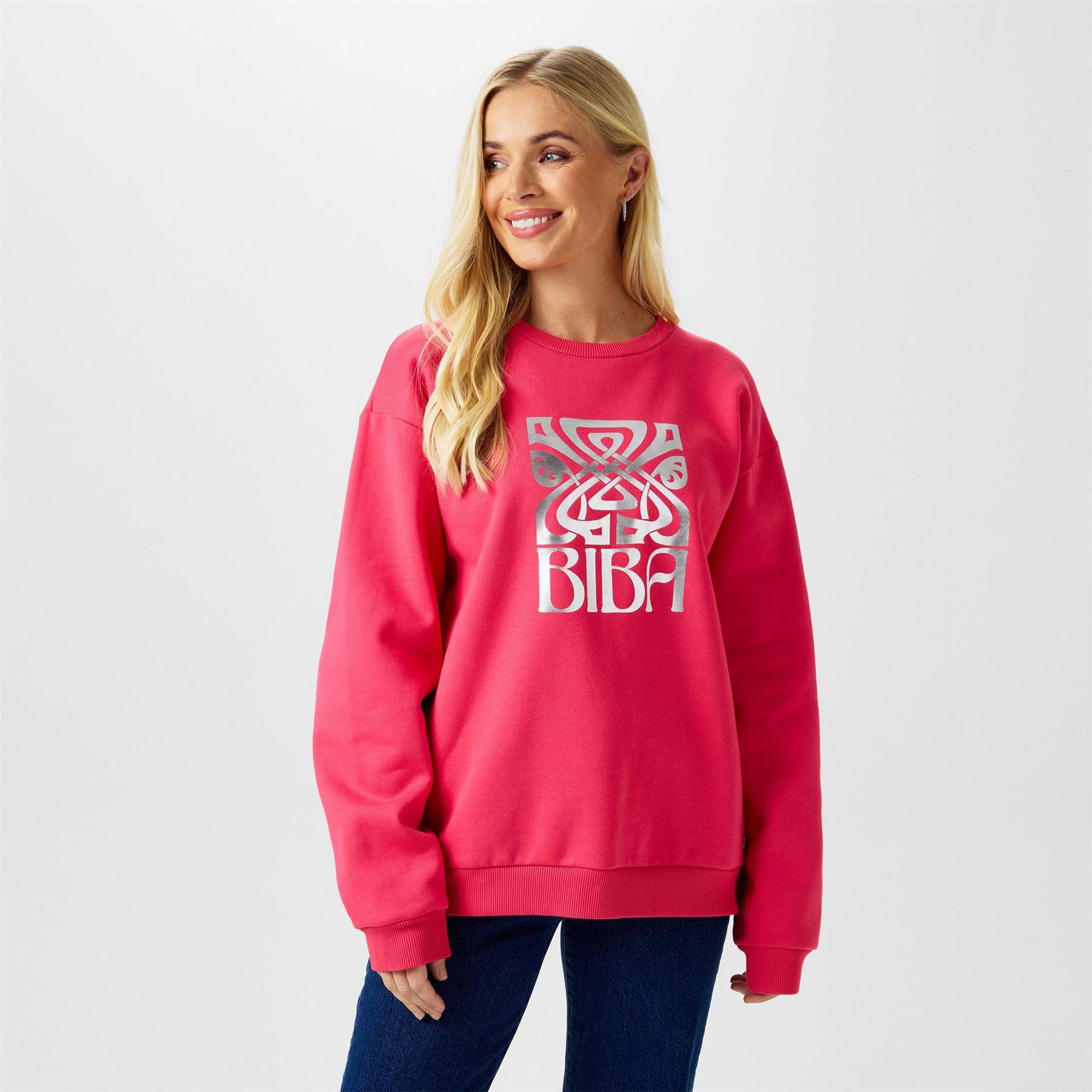 Biba Relaxed Fit Graphic Crew Neck Sweatshirt