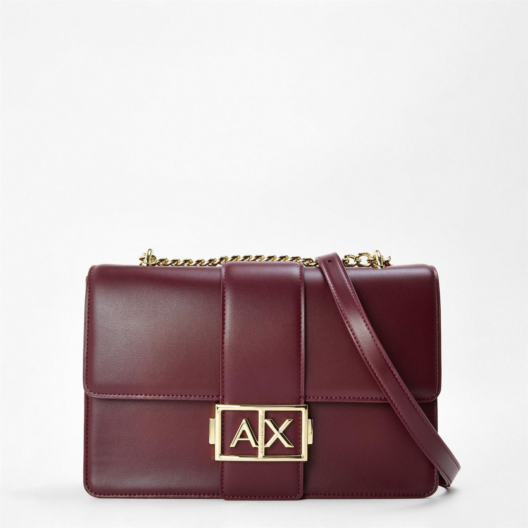 Armani Exchange Exchange Messenger Bag with Chain and Silver Tone Hardware