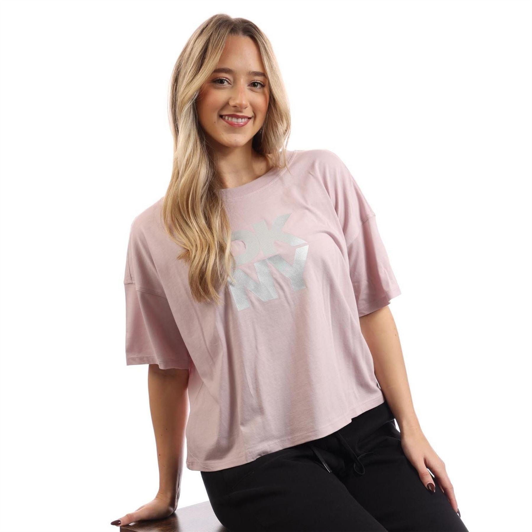 DKNY Logo Cropped T-Shirt