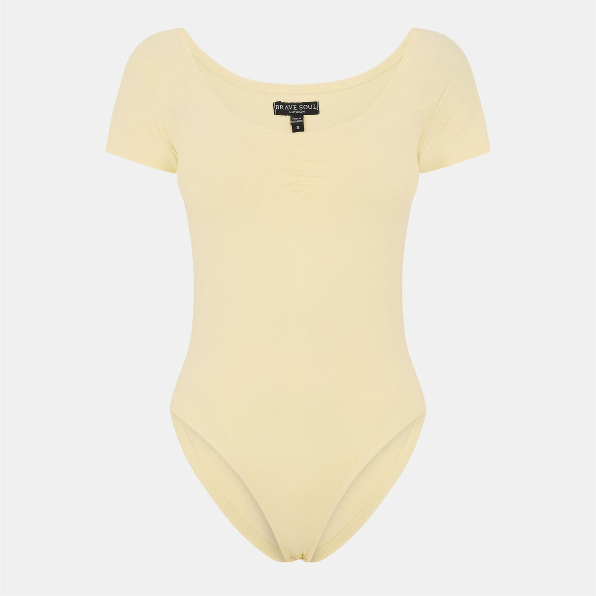 Brave Soul Pastel T shirt Bodysuit with Gathering Detail